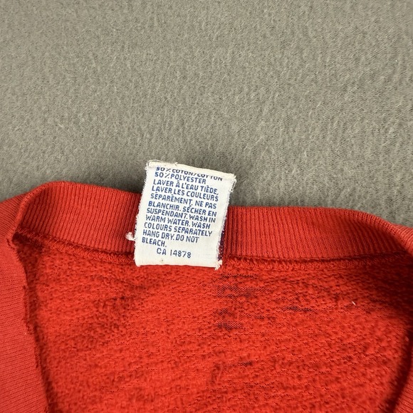 Vintage 90s Bulletin Athletic Mens Large Blank Crewneck Distressed Red Faded - Picture 4 of 9